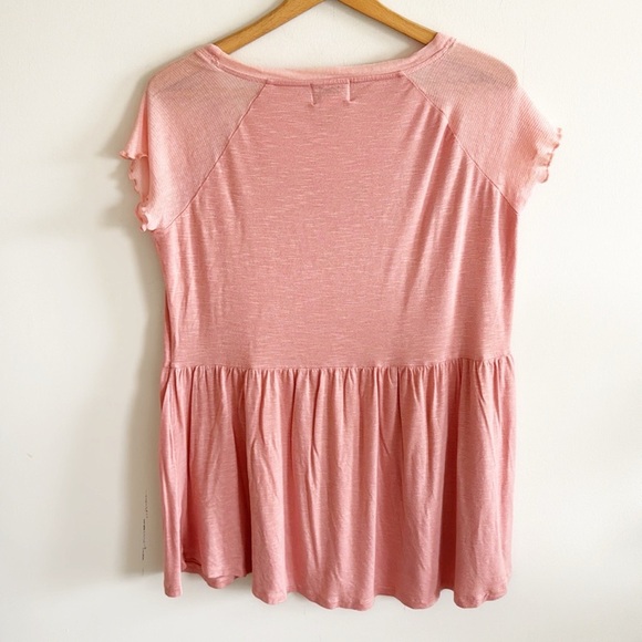 OSO casuals boho pink crochet flowy boho tunic short sleeve top size large - Picture 4 of 5
